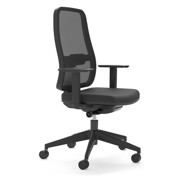 Chaise pivotante noire BLAZE avec accoudoirs et dossier en résille